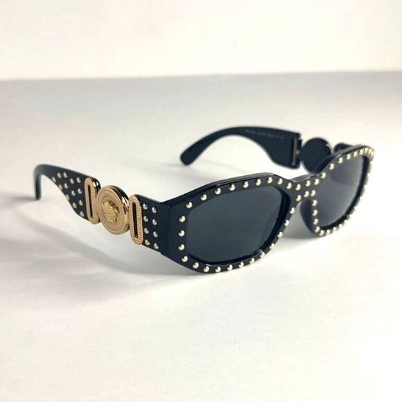 Versace Accessories - VERSACE Sunglasses VE4361 539787  Medusa Biggie Black Gold Studs  Rectangle